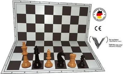 Produktbild von Schachset "Profi" mit Schachbrett und Schachfiguren KH 93 mm, beige-schwarz, Staunton Form, mit Filzsockel