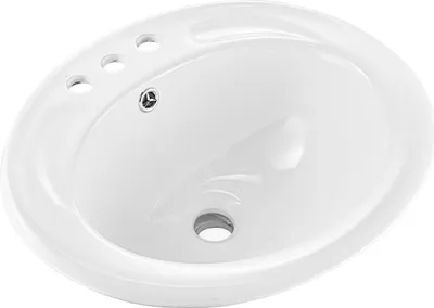 Immagine prodotto di Lavabo - Lavabo semincasso - Dimensioni 48,5 x 42,5 cm - Ovale - Con troppopieno - Per rubinetteria a 3 fori - Salvaspazio per bagni piccoli - Bianco