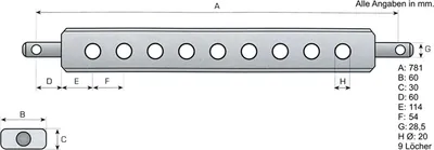 Produktbild von Ackerschiene Kat. 2 780mm 9 Löcher