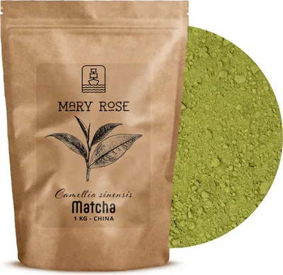 Obrázek produktu pro Mary Rose – práškový čaj matcha 1 kg – zelený čaj z Hangzhou – intenzivní umami aroma – ideální do latté, smoothie a na pečení – energie, soustředění