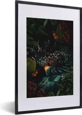 Produktbild von MuchoWow® MuchoWow® Gerahmtes Poster Kakadu - Vogel - Schmetterlinge 40x60 cm - Poster mit zchwarzem Bilderrahmen - Poster in Rahmen