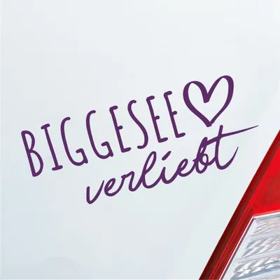 Produktbild von Auto Aufkleber Biggesee verliebt Herz See Sea Liebe Car 19x8 cm Lila Sticker Heckscheibenaufkleber