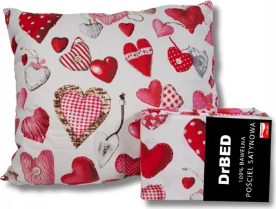 Obrázek produktu pro Sada ložního prádla 160x200 Valentýn BAVLNA SATEEN Bílá se srdíčky 3 kusy