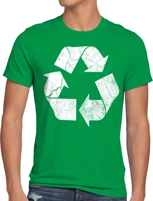Produktbild von Herren T-Shirt mit Recycle-Design im Vintage Look und verstärktem Nackenband