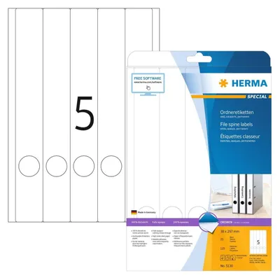 Produktbild von HERMA Ordneretiketten A4 weiß 38x297 mm Papier opak 125 St.