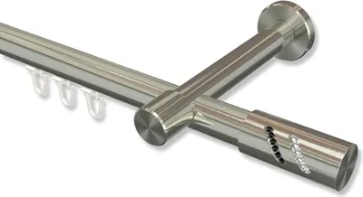 Produktbild von Interdeco Innenlaufstange, Gardinenstange mit Innenlauf Edelstahl-Optik Modell Prestige Zoena, 20 mm Ø 1-läufig, 440 cm (geteilt)