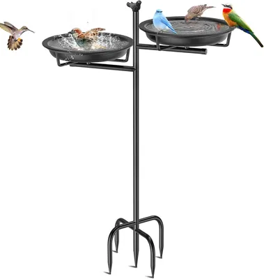 Productafbeelding van Vogelbad 2-in-1, metaal, voor tuin, groot, vorstbestendig
