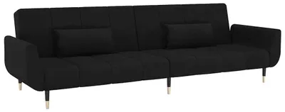 Produktbild von vidaXL Schlafsofa 2-Sitzer mit 2 Kissen Schwarz Samt