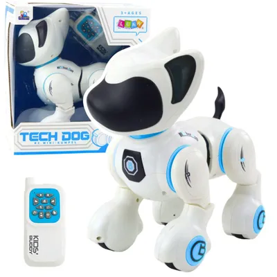 Produktbild von Interaktiver Roboterhund mit Fernbedienung, Licht und Ton, Weiß Blau