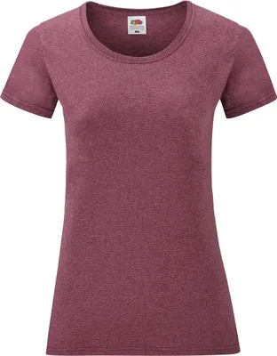 Produktbild von Fruit of the Loom Damen Rundhals Basic T-Shirt Shirt Kurzarm, Größe:XL (16), Farbe:Heather Burgundy