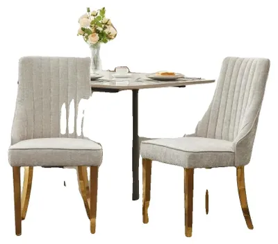 Immagine prodotto di Sedia da pranzo, rivestimento moderno in ciniglia, gambe in acciaio inossidabile, beige CQY