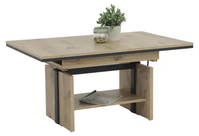 Obrázek produktu pro Konferenční stolek, výsuvný a výškově nastavitelný, dřevo, 110-150 x 70 m