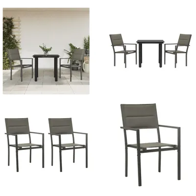 Image de vidaXL Ensemble de jardin 3 pièces noir acier et textilène - Ensemble de jardin - Salon de jardin - Salon d'extérieur - Table de jardin