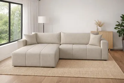 Produktbild von Ecksofa ALVEO – L-Form mit Schlaffunktion, Bettkasten & universeller Ottomane