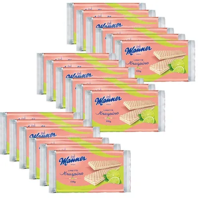 Produktbild von Manner Knuspino knusprige Waffeln mit Limettencreme 110g 18er Pack