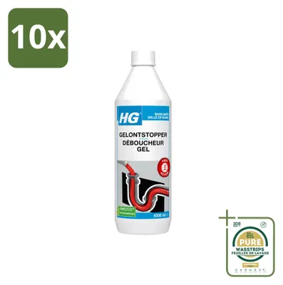 Produktbild von 10 x HG Gel-Abflussreiniger - gebrauchsfertig - 1 l - Vorratspackung - 10 Stücke