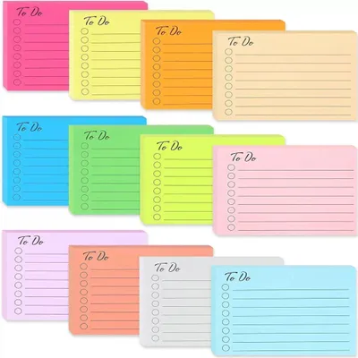 Produktbild von 12 Blöcken Haftnotizen, To Do Liste Haftnotizblock, Linierte Notizzettel Sticky, Notes Selbstklebend, für Familie Schule Büro (10 X 7cm)