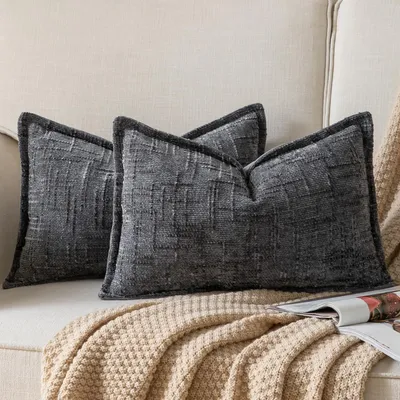 Produktbild von Kissenbezug Chenille 40x60 cm Dunkelgrau 2er Set