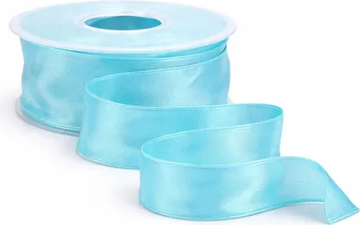 Produktbild von 25m Dekoband Taft Drahtkant B:40mm Taftband Schleifenband Geschenkband Satinband helltürkis
