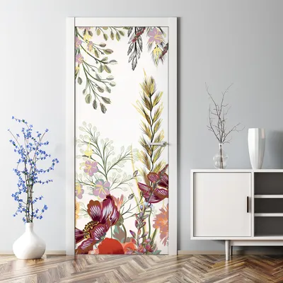 Produktbild von Dekorative Türposter Klebefolie selbstklebend Wandaufkleber  Feldblumen Kunst 77 x 200 cm