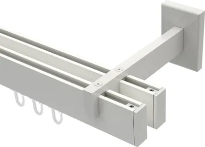 Produktbild von Interdeco Innenlaufstange / Gardinenstange mit Innenlauf Weiß, Typ Smartline Paxo (Kappe), 14x35 mm 2-läufig, 160 cm