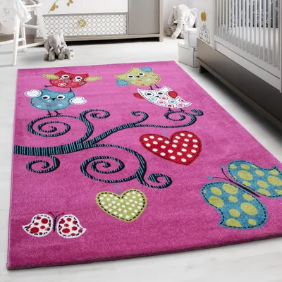 Produktbild von Homebyhome Kinderzimmer Teppich, Kinderteppich, Mädchen Teppich Trendmuster Rechteckig und Rund Weich, Grösse: 200x290 cm