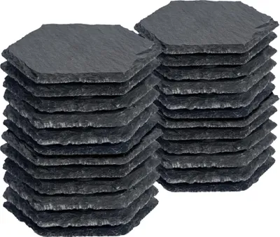 Produktbild von Argon Ta Sechseckige Untersetzer aus Schiefer – 9,5 cm – 24 Stück