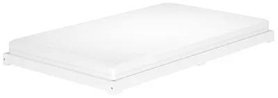 Produktbild von Weißes Teenagerbett Futon extra niedriges Studentenbett 120x200 Kiefer V-60.47W-12Rollrost und Matratze inkl.