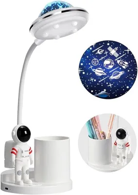 Obrázek produktu pro LED lampa na psaní s funkcí projekce a držákem na stůl – s možností stmívání a vhodná pro nabíjení – přenosná stolní lampa na studium a čtení do studentských bytů