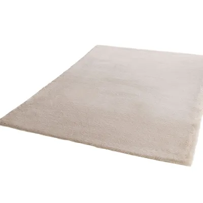 Produktbild von Fellteppich Kunstfell Teppich Imitat in Beige Dicht Flauschig Seidiger Glanz, Maße:120x160 cm
