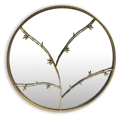Obrázek produktu pro Casa Chic Berkeley Nástěnné zrcadlo s kovovým rámem kulaté Ø 80 cm Design větví
