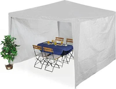 Immagine prodotto di Set di 3 pareti laterali sciolte per tenda party - impermeabile - 2x3 metri - chiusura a velcro - PE - bianco