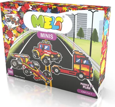 Produktbild von Meli Minis Car 3-in-1 Konstruktionsset – 1000 Teile inkl. Spielmatte