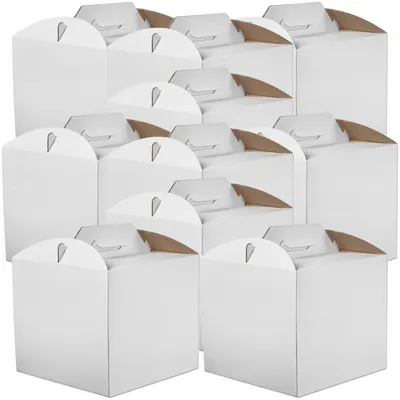 Produktbild von Pudełko na ciasto 26x26x25 cm białe 10 sztuk - pudełko na ciasto wykonane z tektury falistej - solidne opakowanie na ciasta i ciastka z certyfikatem