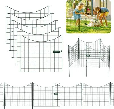Produktbild von Izrielar 15X Teichzaun Metallzaun Zaunelementen Unterbogen Garden Gartenzaun Gartentor Zaun Unterbogen Grün