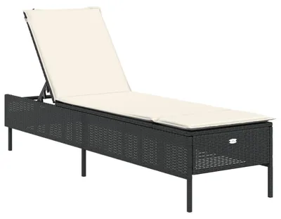 Produktbild von vidaXL Sonnenliege mit Auflage Schwarz Poly-Rattan