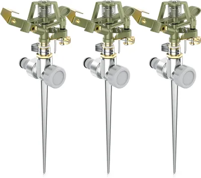 Produktbild von Brandson 3x Kreisregner Intervall-Sprinkler, Rasensprenger mit Pulsation, 360° Impulsregner, für Flächen bis 450 m², (1-St), Rasensprinkler, 12m Reichweite, Gardena kompatibel