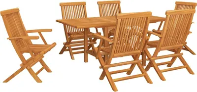 Produktbild von vidaXL 7-tlg. Garten-Essgruppe Massivholz Teak