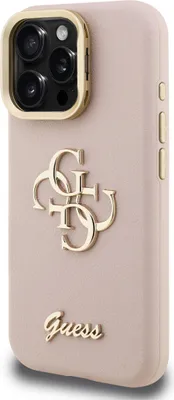 Obrázok produktu pre GuessPolyuretánzrnitý zadný kryt s logom 4G pre iPhone 16 Pro Pink