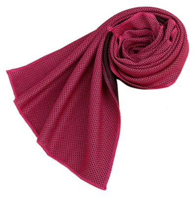 Produktbild von Kühlhandtuch (102 x 30 cm), Eishandtuch, weiches, atmungsaktives Kühlhandtuch, Mikrofaserhandtuch für Yoga, Sport, Laufen, Fitnessstudio, Training, Camping, Fitness und mehr. Kühlhandtuch für Training, Fitnessstudio, Golf, Yoga, Camping, Wandern, Bowling, Reisen und Outdoor-Sportarten für sofortige Kühlung, rot.