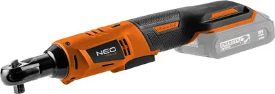 A cordless ratchet tool with a battery pack attached, shown against a white background.