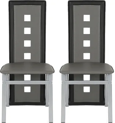 Produktbild von 2er-set Esszimmerstühle Stuhl Hochlehner Polsterstuhl Sitzgruppe Essgruppe Esszimmerstuhl Wartestuhl  Besucherstuhl （Grau-schwarz）
