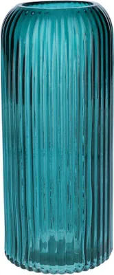 Produktbild von INNA-GLAS Dekovase ALBURGIS mit Rillen, Glas, türkis-klar, 25cm, Ø10cm - Blumenvase