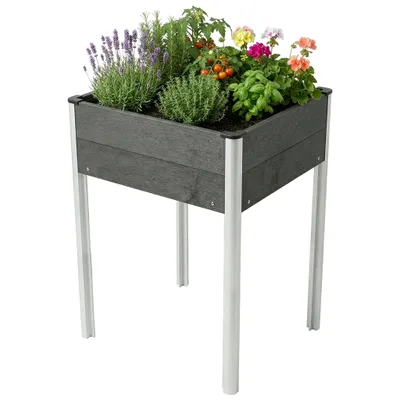Produktbild von Floordirekt WPC Hochbeet Salina auf Stelzen anthrazit – wetterbeständiges Garten Hochbeet für Balkon & Terrasse 60x50x90 cm
