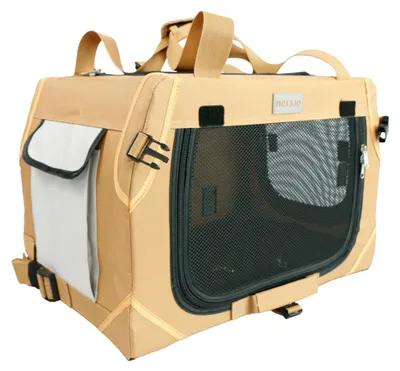 Obrázok produktu pre Mersjo Adventure prepravná taška pre psy a mačky do 15 kg, skladacia, hnedá, 3 vstupy, 33 × 50,5 × 33 cm