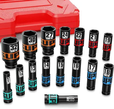 Obrázok produktu pre Sada očkových kľúčov 1/2 palca, 16-dielna, 10-32 mm, dlhá sada očkových kľúčov pre opravy automobilov