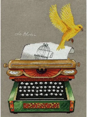 Produktbild von Kreuzstich-Set "Schreibmaschine" von Panna, 25,5 x 32,5 cm, mit Zählhilfe