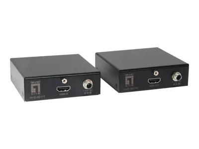 Produktbild von LevelOne HDMI über Cat5-Verstärkerset, 50m, 4K, 3840 x 2160 Pixel, AV-Sender & -Empfänger, 50 m, Kabelgebunden, Schwarz, HDCP