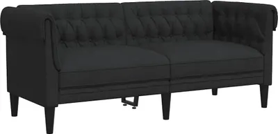 Produktbild von vidaXL Chesterfield-Sofa 2-Sitzer Schwarz Stoff