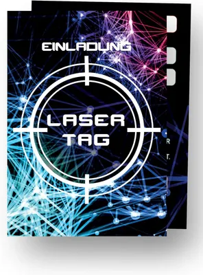 Produktbild von Friendly Fox Lasertag Einladung, 12 Einladungskarten zum Laser Tag Geburtstag, Geburtstagseinladung